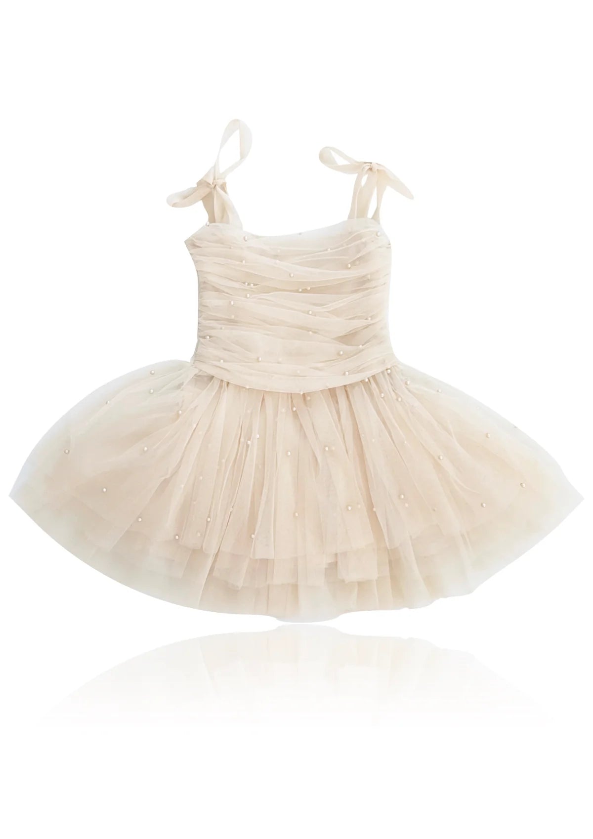 DOLLY Pearl Tulle Ballerina Dress - Cream - Princess and the Pea Boutique