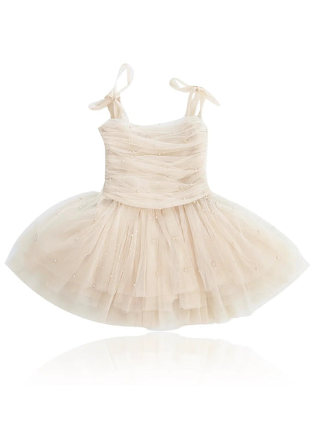 DOLLY Pearl Tulle Ballerina Dress - Cream - Princess and the Pea Boutique
