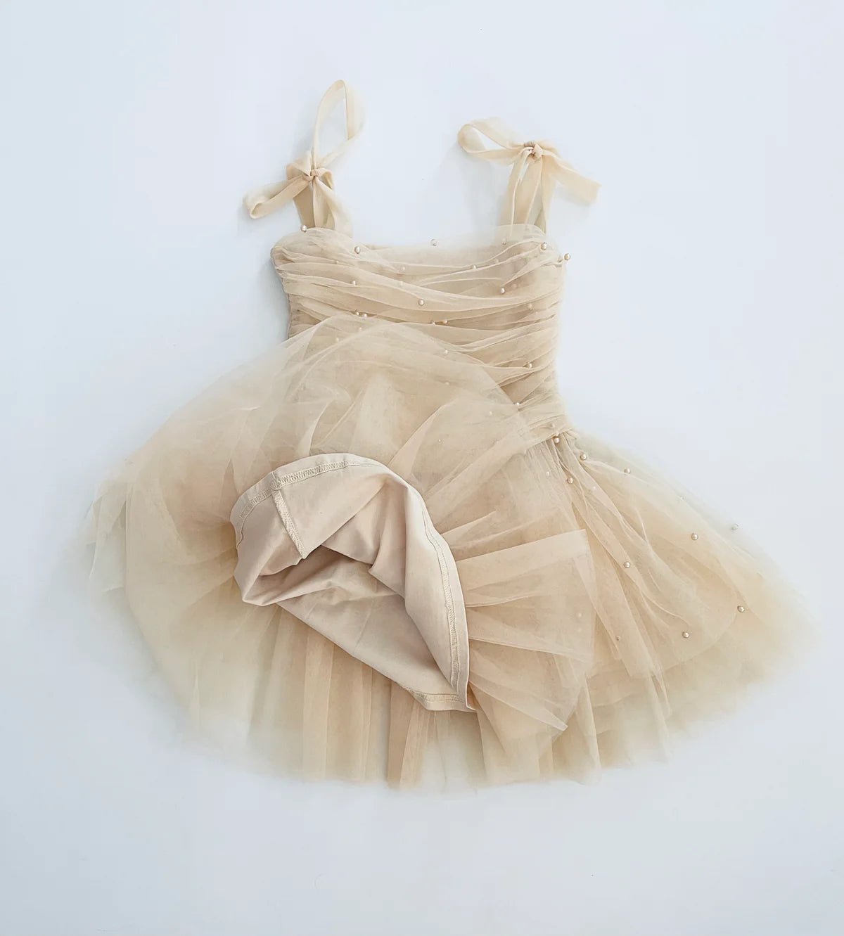 DOLLY Pearl Tulle Ballerina Dress - Cream - Princess and the Pea Boutique