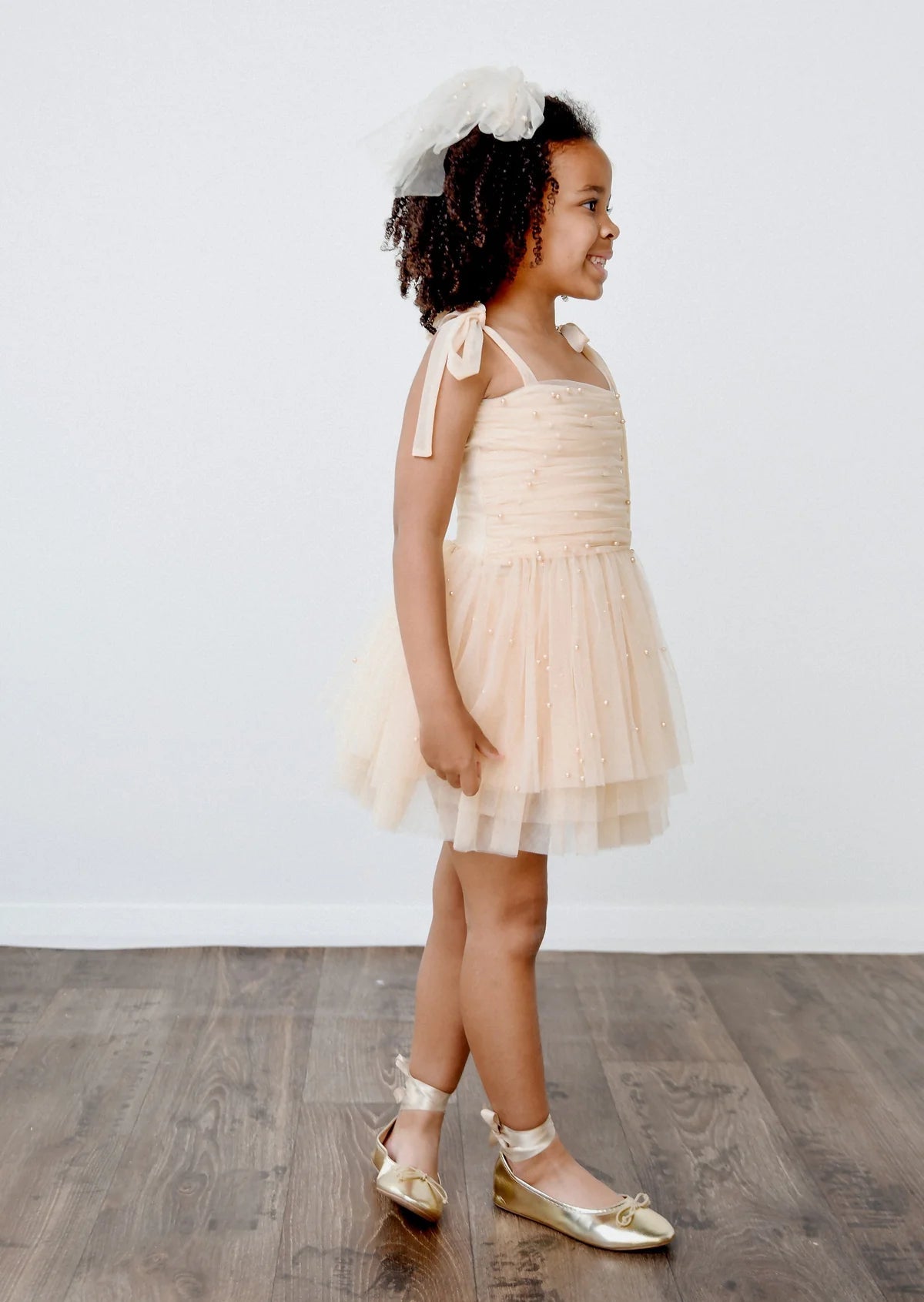DOLLY Pearl Tulle Ballerina Dress - Cream - Princess and the Pea Boutique