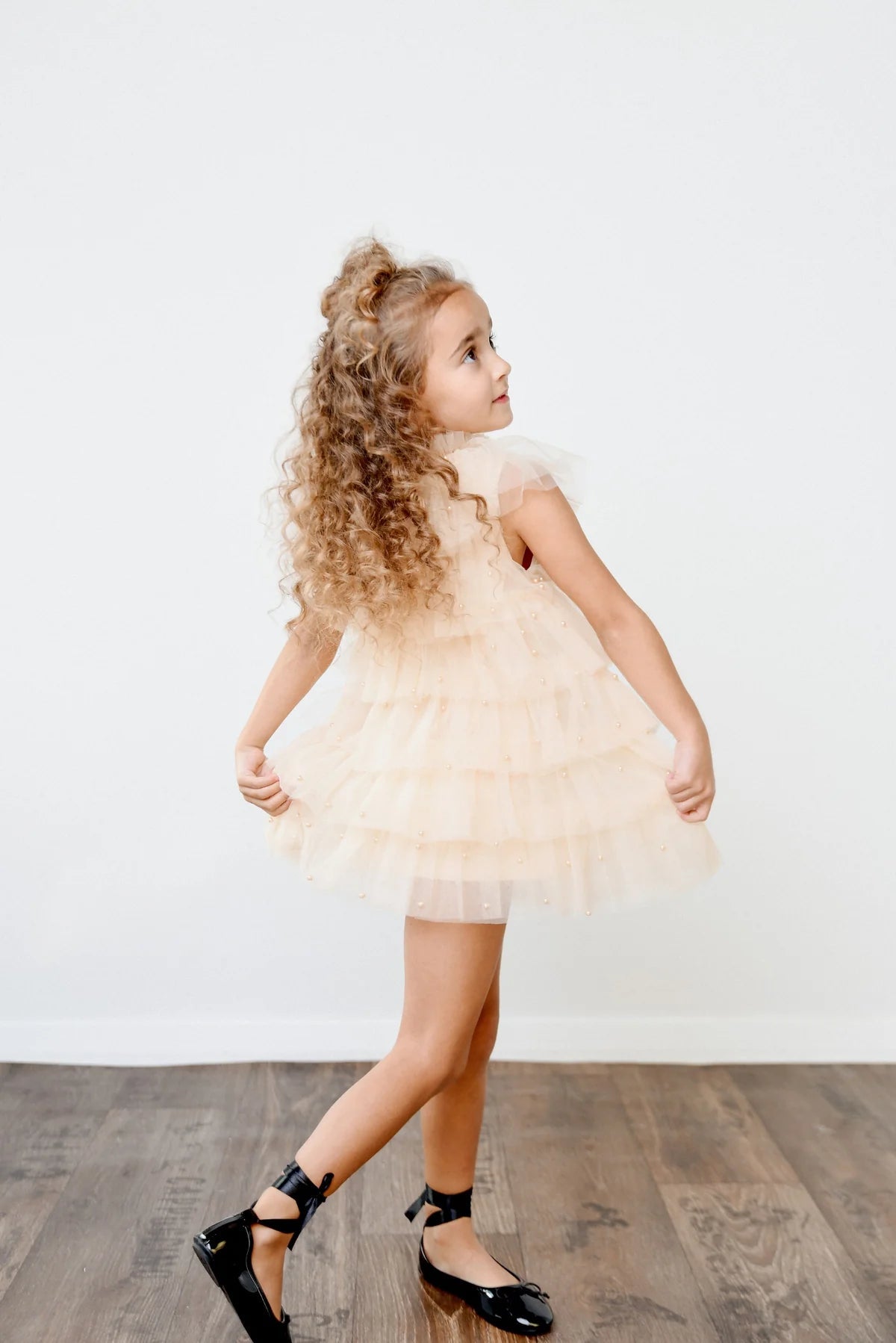 DOLLY Pearl Tutully Tiered Tulle Dress Cream - Princess and the Pea Boutique