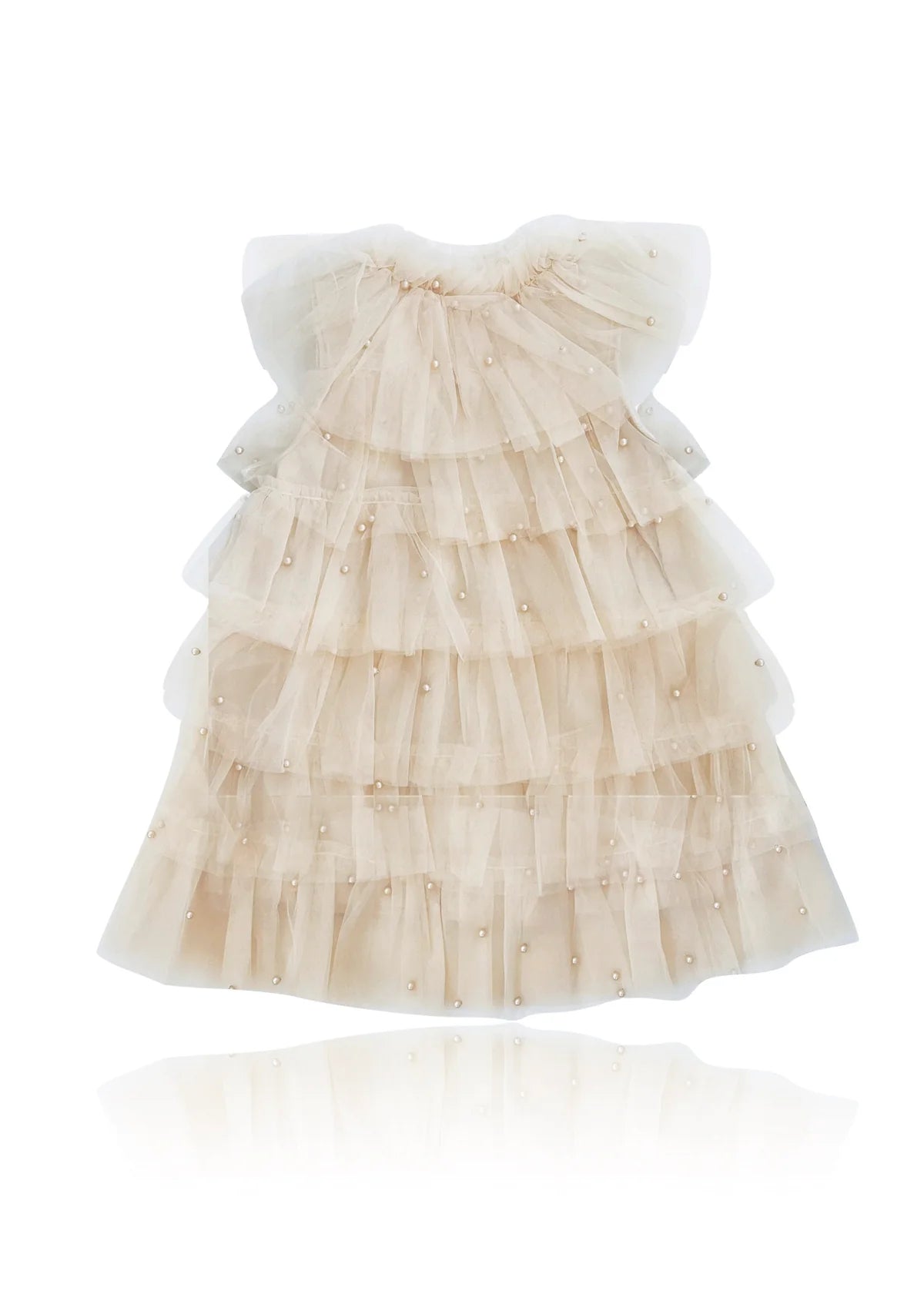 DOLLY Pearl Tutully Tiered Tulle Dress Cream - Princess and the Pea Boutique