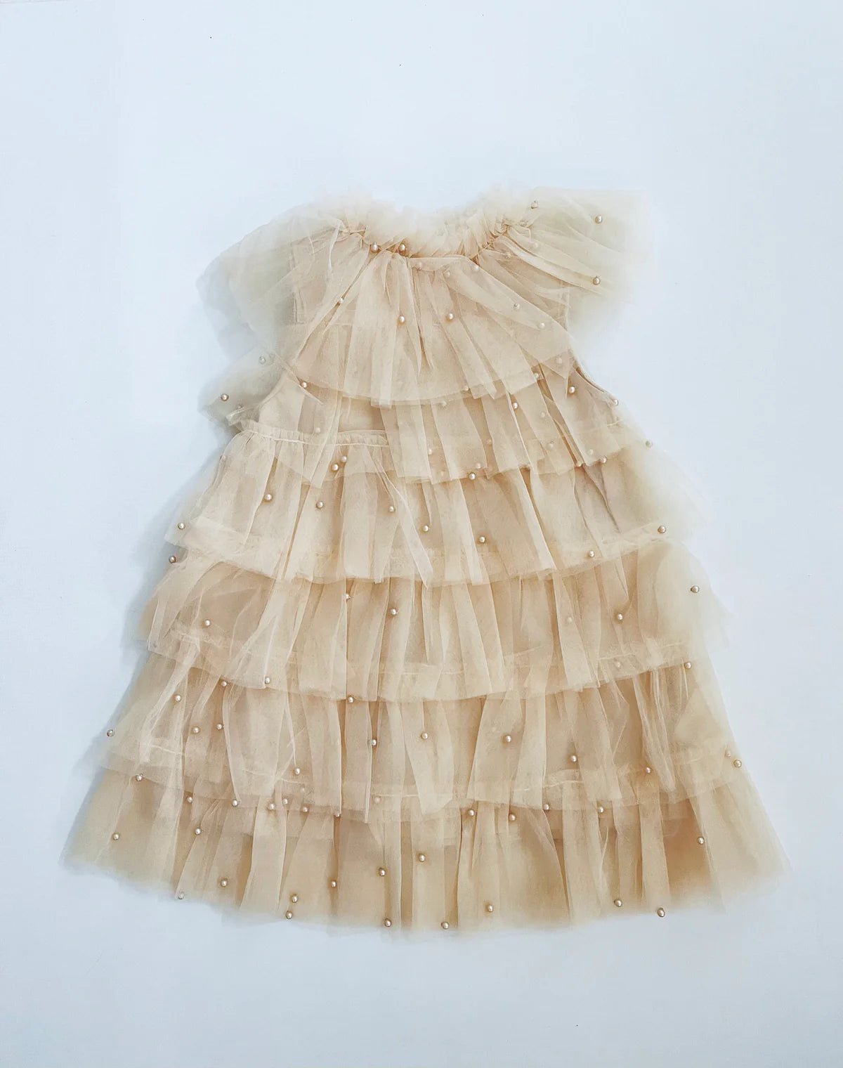 DOLLY Pearl Tutully Tiered Tulle Dress Cream - Princess and the Pea Boutique