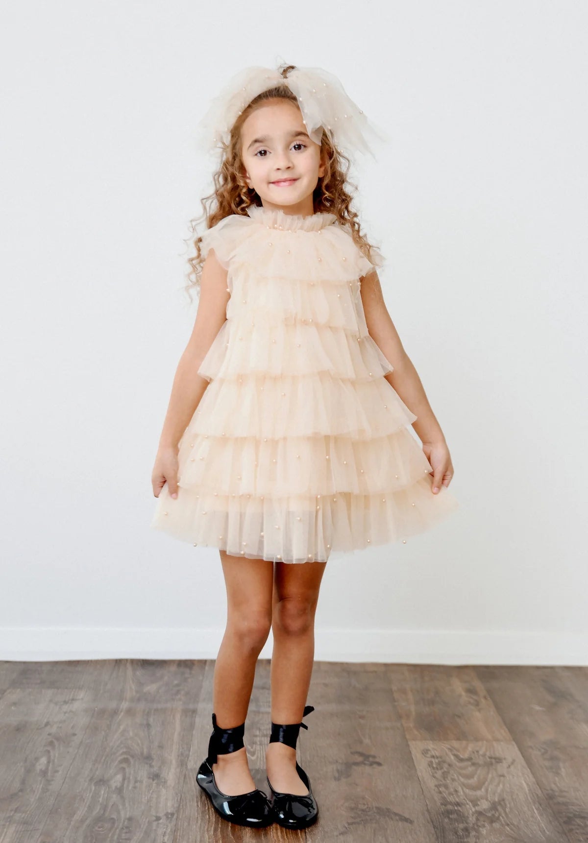 DOLLY Pearl Tutully Tiered Tulle Dress Cream - Princess and the Pea Boutique