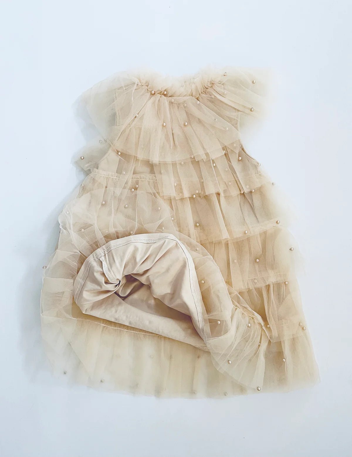 DOLLY Pearl Tutully Tiered Tulle Dress Cream - Princess and the Pea Boutique