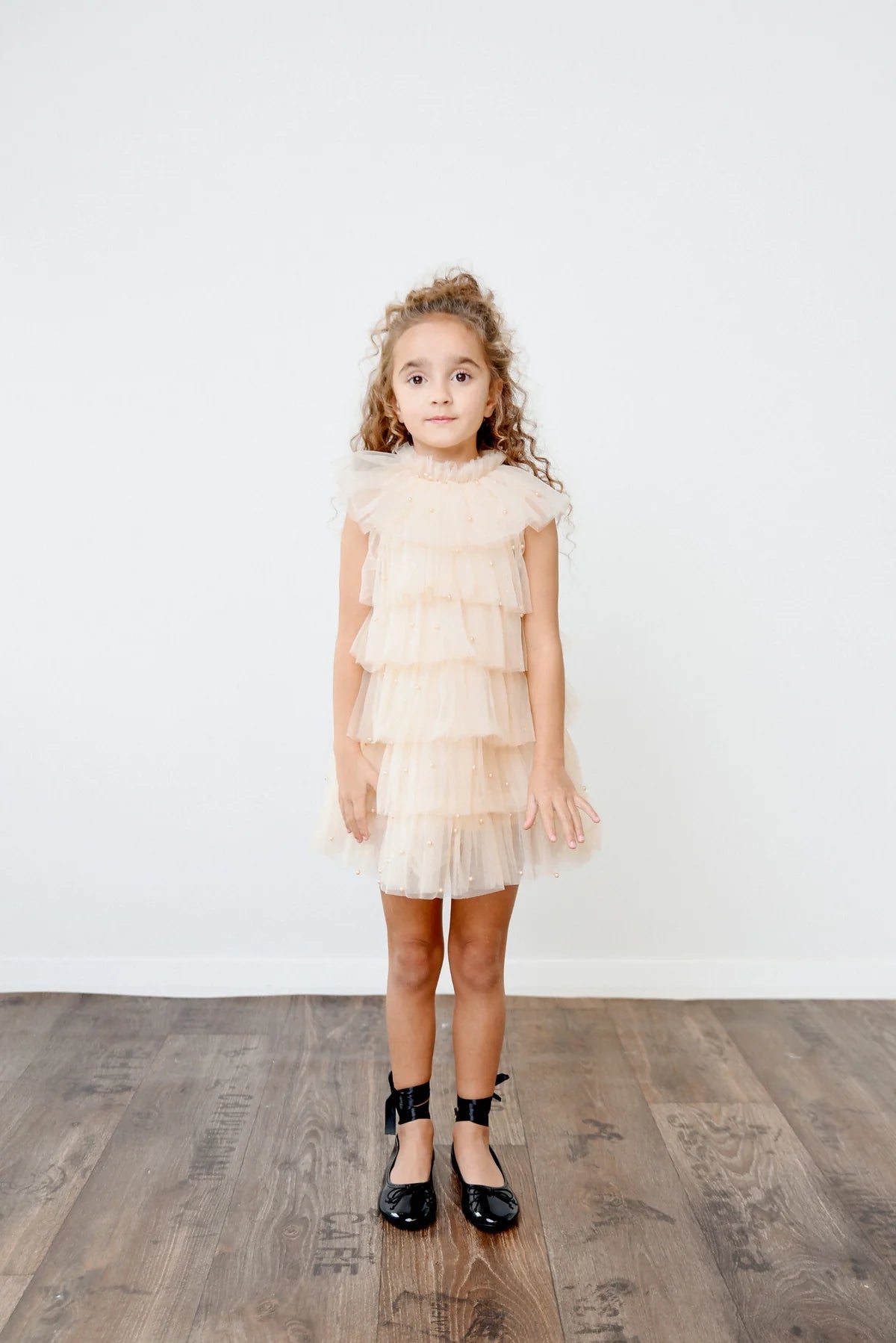 DOLLY Pearl Tutully Tiered Tulle Dress Cream - Princess and the Pea Boutique