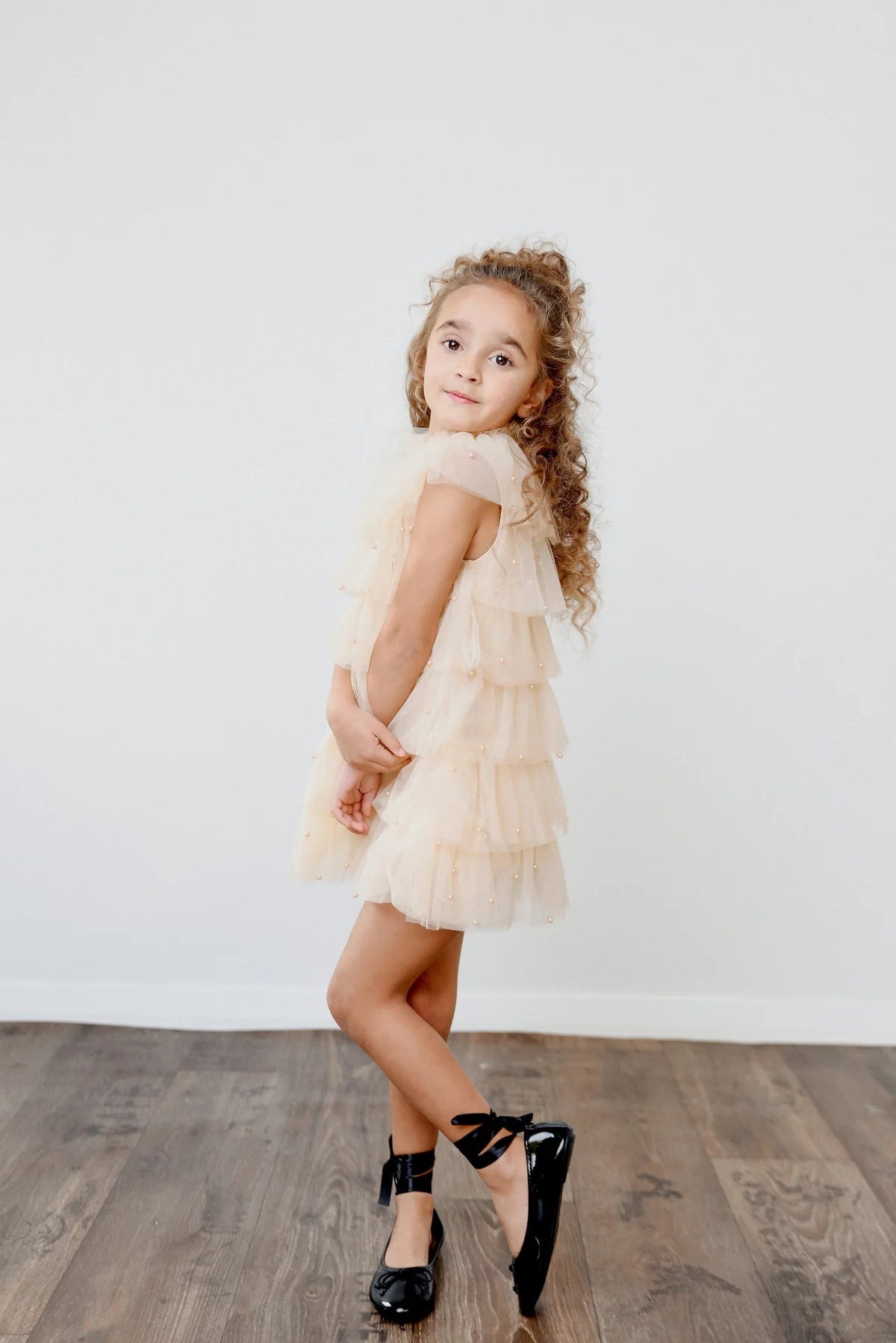 DOLLY Pearl Tutully Tiered Tulle Dress Cream - Princess and the Pea Boutique