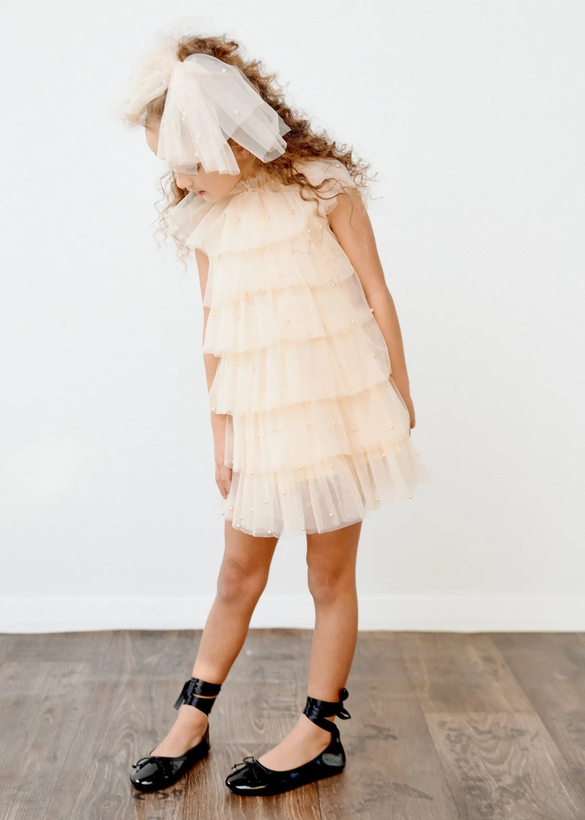 DOLLY Pearl Tutully Tiered Tulle Dress Cream - Princess and the Pea Boutique