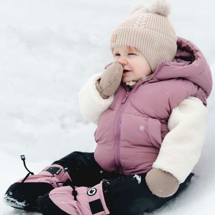 Calikids Knit Soft Touch Hat 2 Fur PomPom - Sand