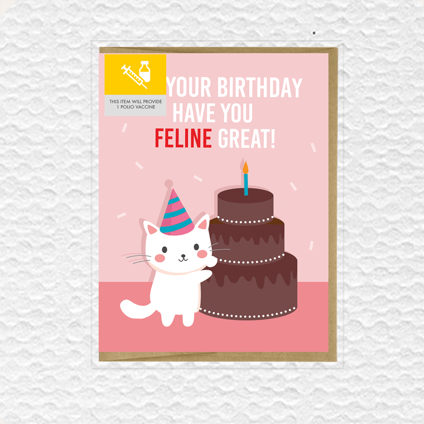 Feline Great Birthday Greeting Card - Princess and the Pea Boutique