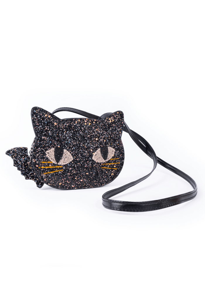 Great Pretenders - Cat's Meow Black Chunky Glitter Kitty Purse - Princess and the Pea Boutique