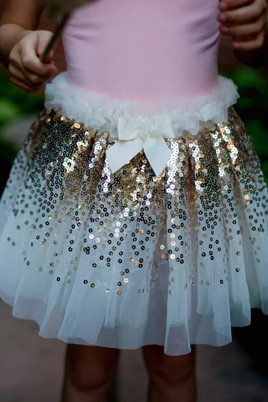 Great Pretenders - Gracious Gold Sequins Skirt, Wings, & Wand - Princess and the Pea Boutique