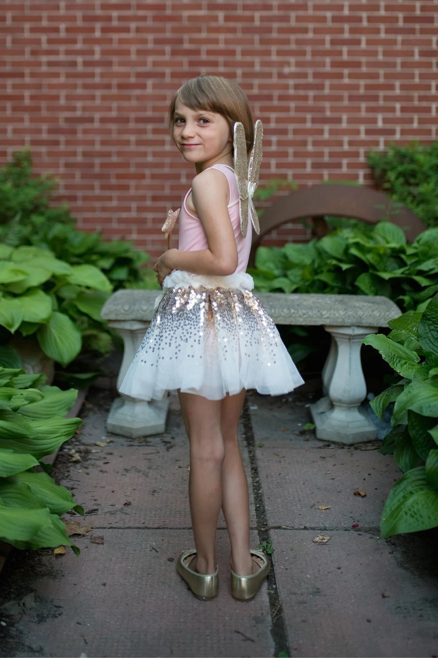 Great Pretenders - Gracious Gold Sequins Skirt, Wings, & Wand - Princess and the Pea Boutique