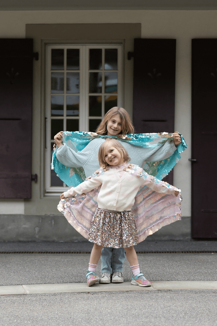 Great Pretenders - The 5th Avenue Paillette Cape, Gold/Light Pink - Princess and the Pea Boutique