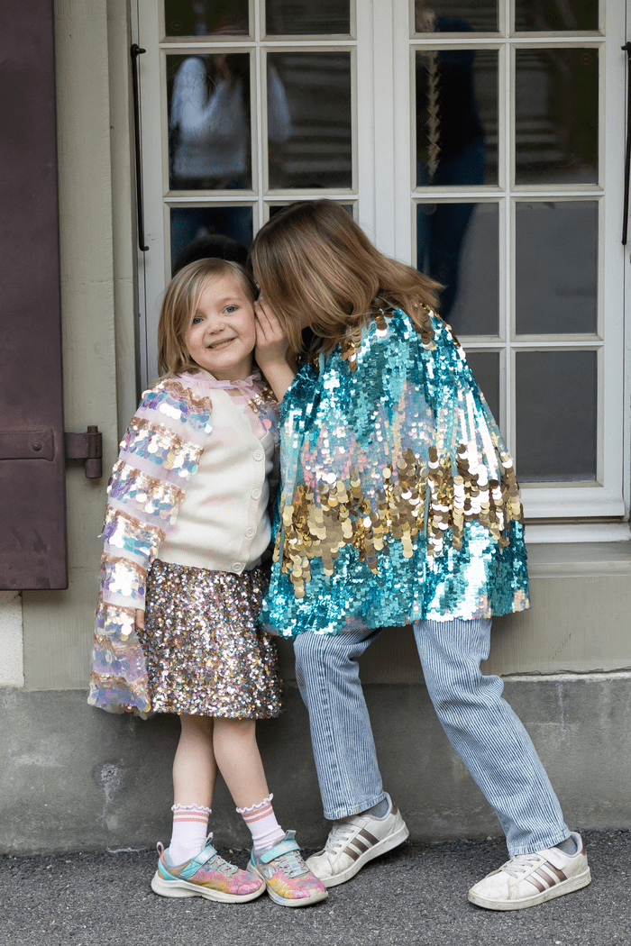 Great Pretenders - The 5th Avenue Paillette Cape, Gold/Light Pink - Princess and the Pea Boutique