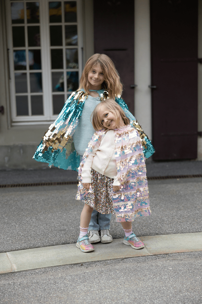 Great Pretenders - The 5th Avenue Paillette Cape, Gold/Light Pink - Princess and the Pea Boutique