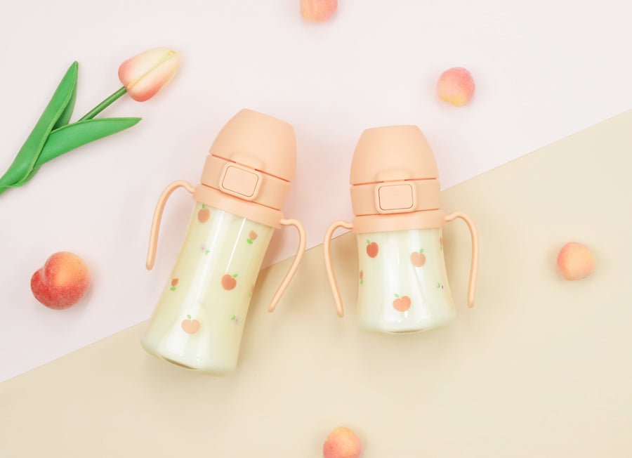 Grosmimi PPSU Peach Flower Weighted Straw Cup 2.0 200ml - Rose Coral - Princess and the Pea Boutique