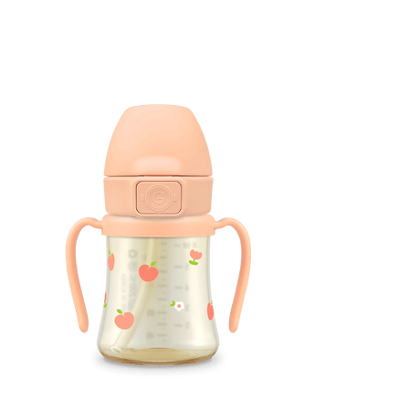 Grosmimi PPSU Peach Flower Weighted Straw Cup 2.0 200ml - Rose Coral - Princess and the Pea Boutique