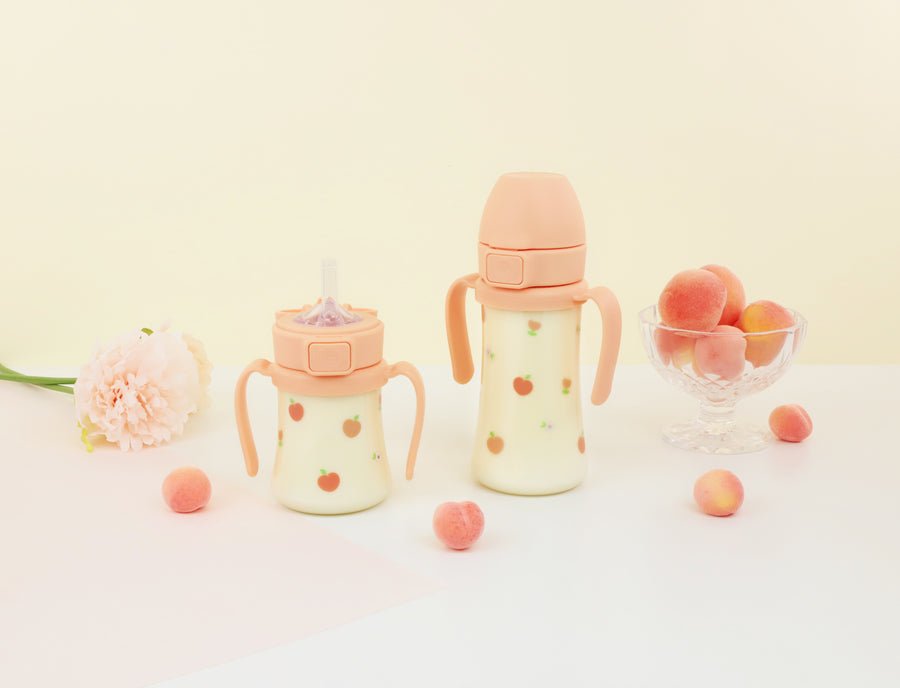 Grosmimi PPSU Peach Flower Weighted Straw Cup 2.0 200ml - Rose Coral - Princess and the Pea Boutique
