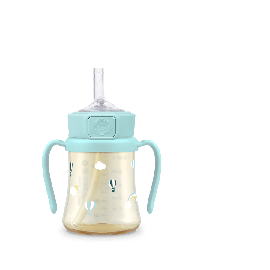 Grosmimi PPSU Sky Balloon Weighted Straw Cup 2.0 200ml - Creamy Blue - Princess and the Pea Boutique