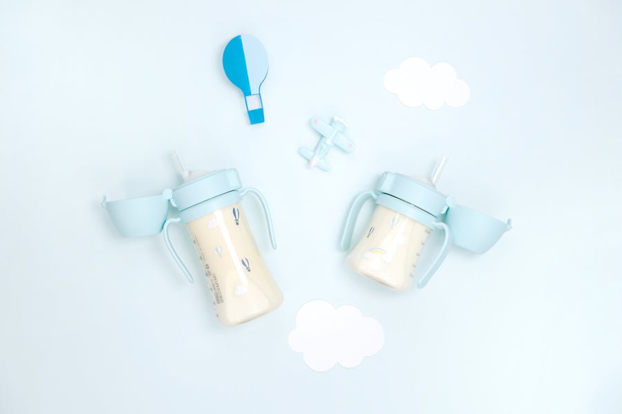 Grosmimi PPSU Sky Balloon Weighted Straw Cup 2.0 300ml - Creamy Blue - Princess and the Pea Boutique