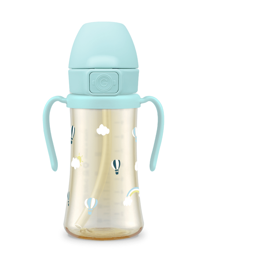Grosmimi PPSU Sky Balloon Weighted Straw Cup 2.0 300ml - Creamy Blue - Princess and the Pea Boutique
