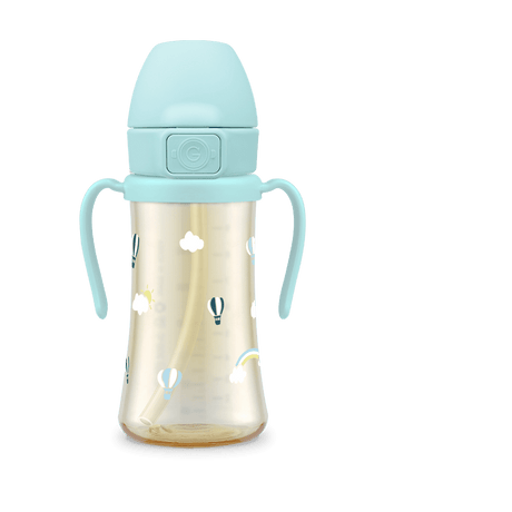 Grosmimi PPSU Sky Balloon Weighted Straw Cup 2.0 300ml - Creamy Blue - Princess and the Pea Boutique