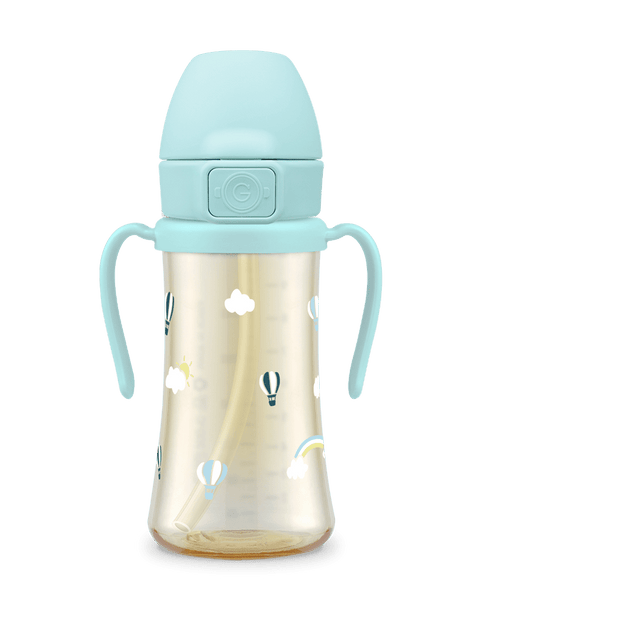 Grosmimi PPSU Sky Balloon Weighted Straw Cup 2.0 300ml - Creamy Blue - Princess and the Pea Boutique