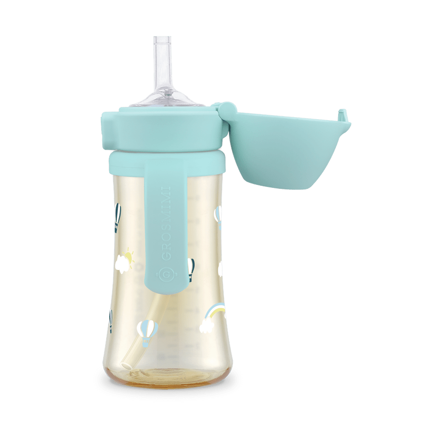 Grosmimi PPSU Sky Balloon Weighted Straw Cup 2.0 300ml - Creamy Blue - Princess and the Pea Boutique