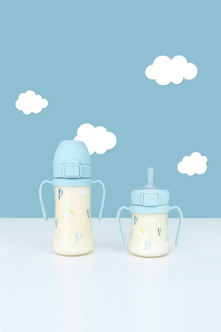 Grosmimi PPSU Sky Balloon Weighted Straw Cup 2.0 300ml - Creamy Blue - Princess and the Pea Boutique