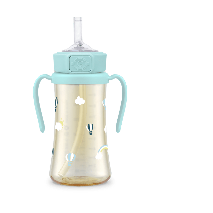 Grosmimi PPSU Sky Balloon Weighted Straw Cup 2.0 300ml - Creamy Blue - Princess and the Pea Boutique