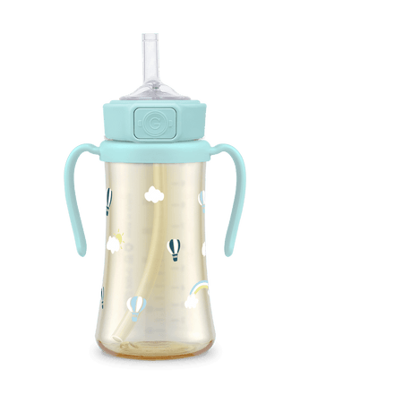 Grosmimi PPSU Sky Balloon Weighted Straw Cup 2.0 300ml - Creamy Blue - Princess and the Pea Boutique