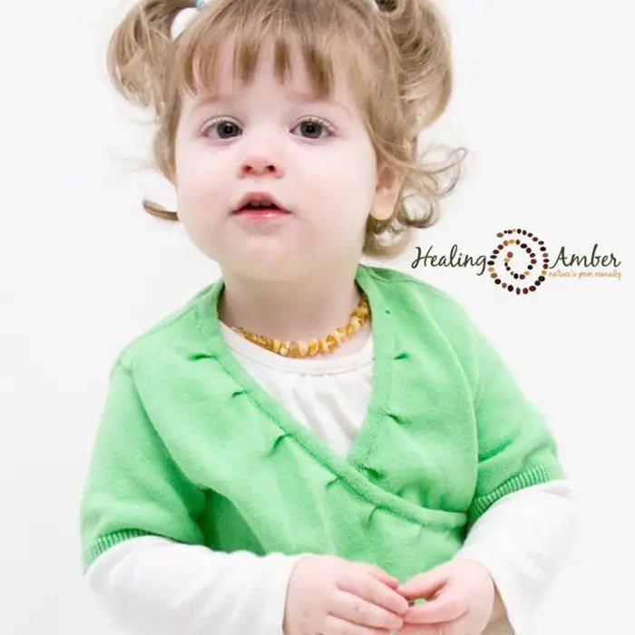 Healing Amber Baby Necklace Raw Caramel 11 inch - Princess and the Pea Boutique