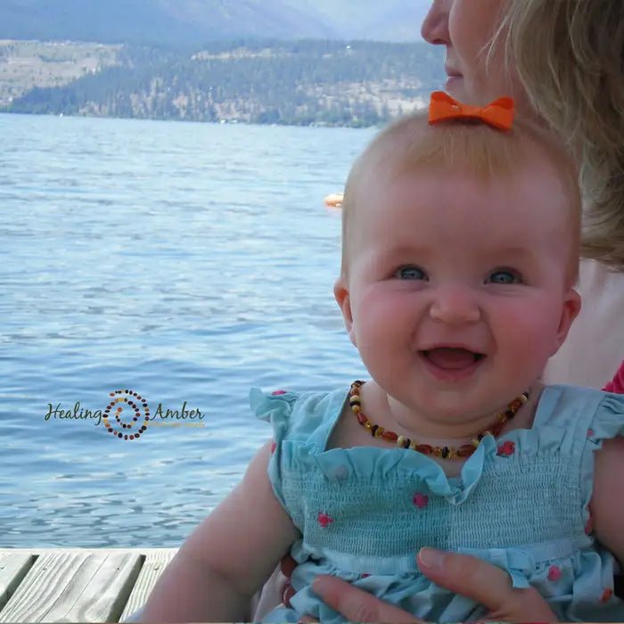 Healing Amber Baby Necklace Raw Caramel 11 inch - Princess and the Pea Boutique