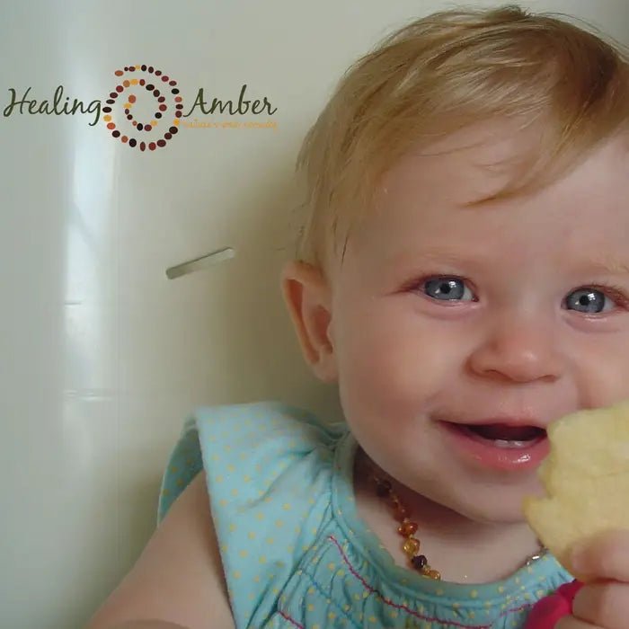 Healing Amber Baby Necklace Raw Caramel 11 inch - Princess and the Pea Boutique