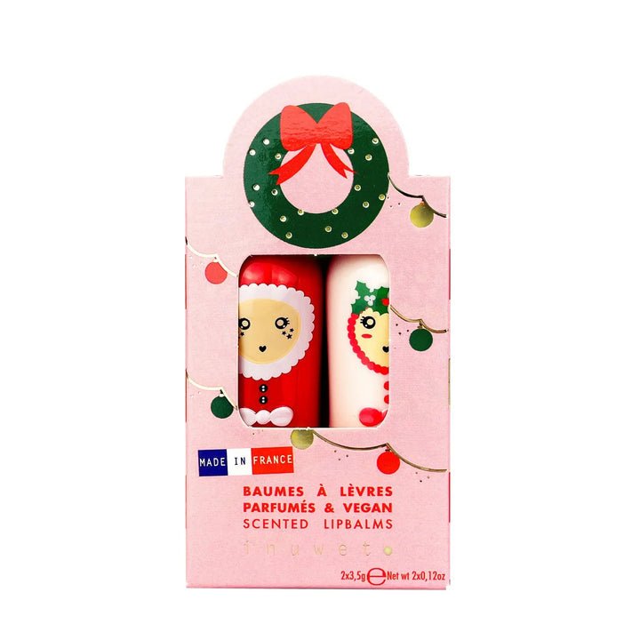 Inuwet Lip Balm Duo - Christmas Wreath Mango Candy Cane - Princess and the Pea Boutique