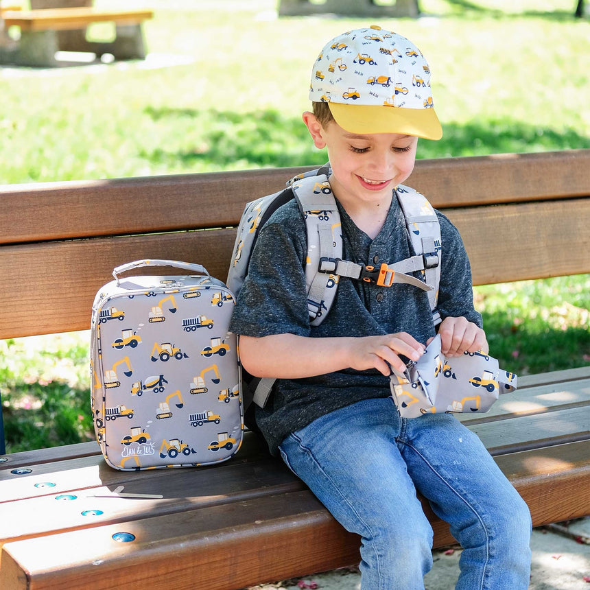 Jan N Jul Kids Lunch Bag - Grey Construction - Princess and the Pea Boutique