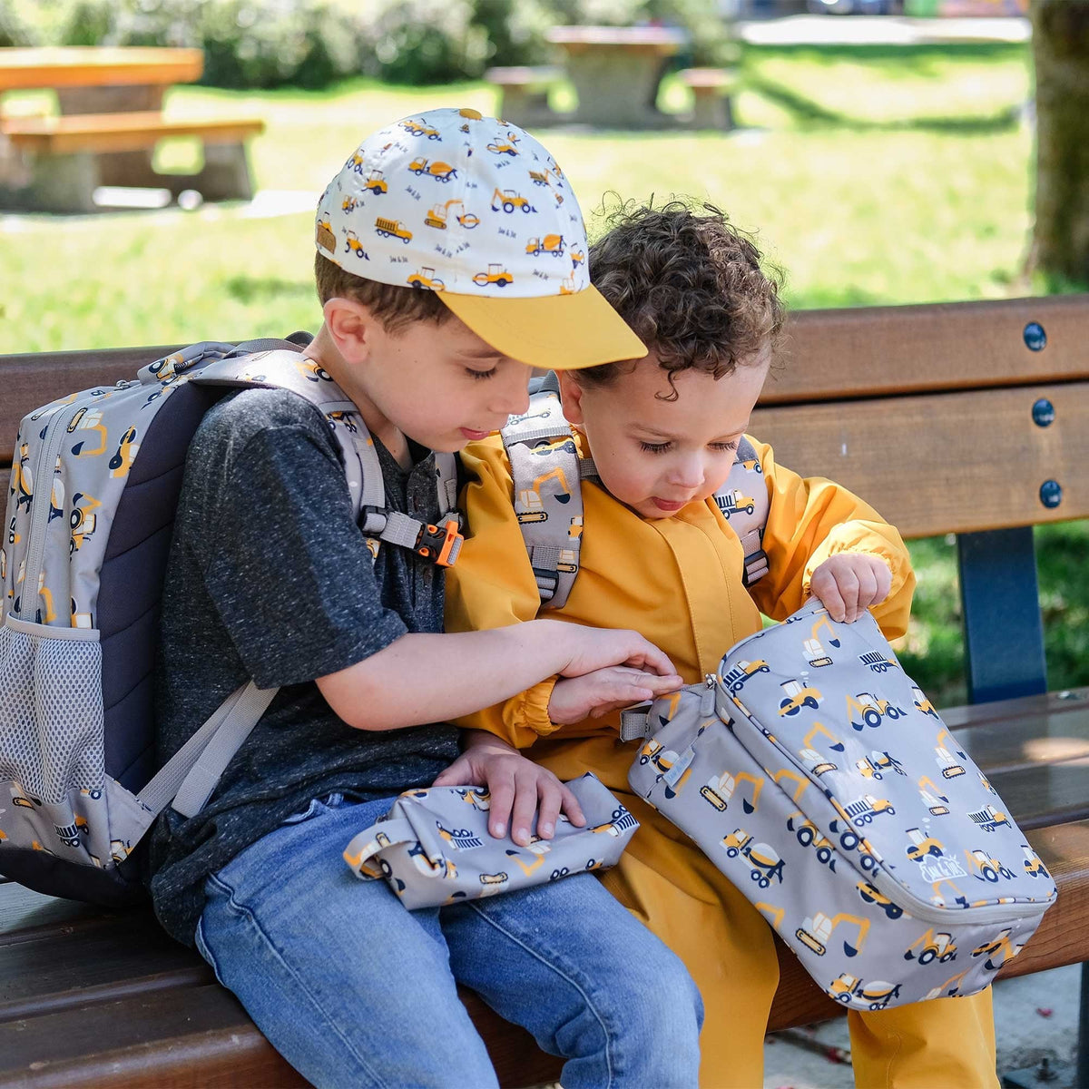 Jan N Jul Kids Lunch Bag - Grey Construction - Princess and the Pea Boutique