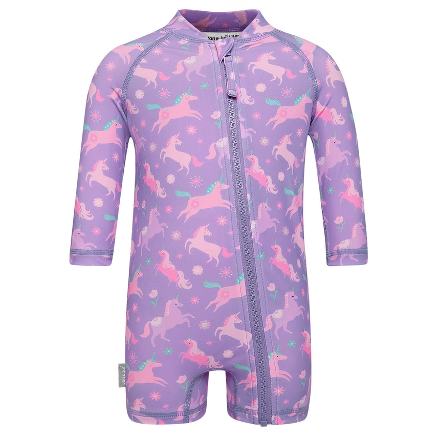 Jan N Jul Kids One Piece UV Sun Suit - Purple Unicorn - Princess and the Pea Boutique