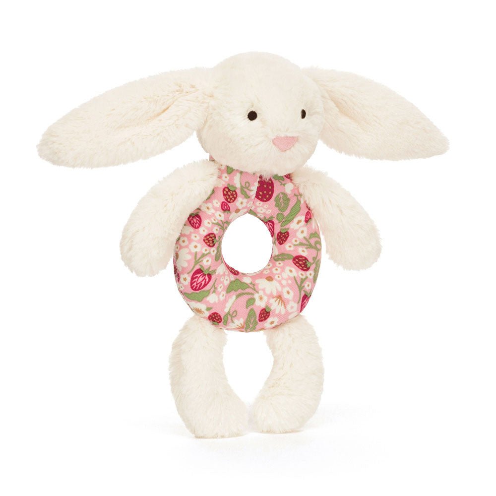 Jellycat Blossom Cream Bunny 'Berry' Ring Rattle - Princess and the Pea Boutique
