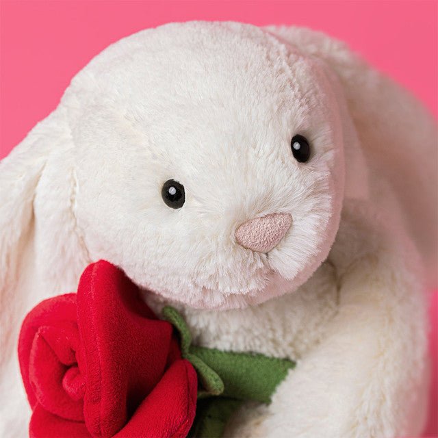 Jellycat Cream Bunny with Rose - Princess and the Pea Boutique