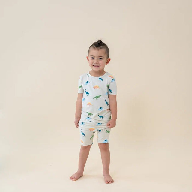 Kyte Baby Short Sleeve Pajamas in Ecru Roar - Princess and the Pea Boutique