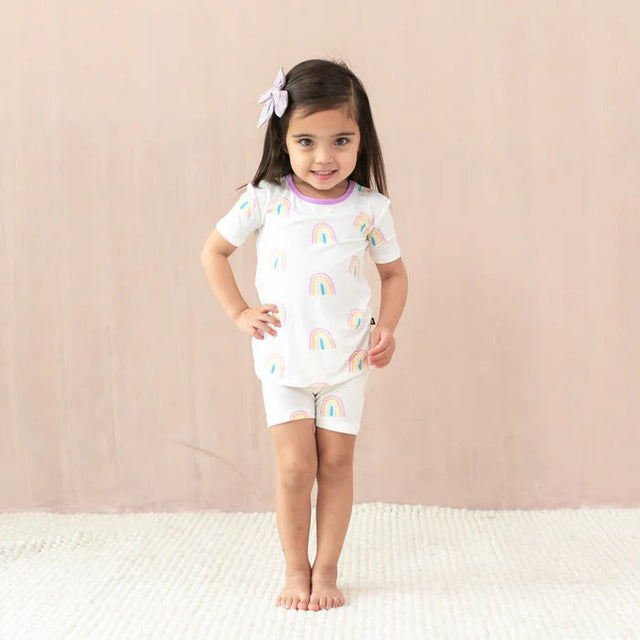 Kyte Baby Short Sleeve Pajamas in Poi Rainbow - Princess and the Pea Boutique
