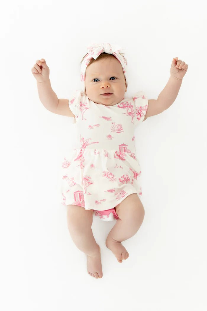 Kyte Baby Twirl Bodysuit Dress in Toile Ballet - Princess and the Pea Boutique