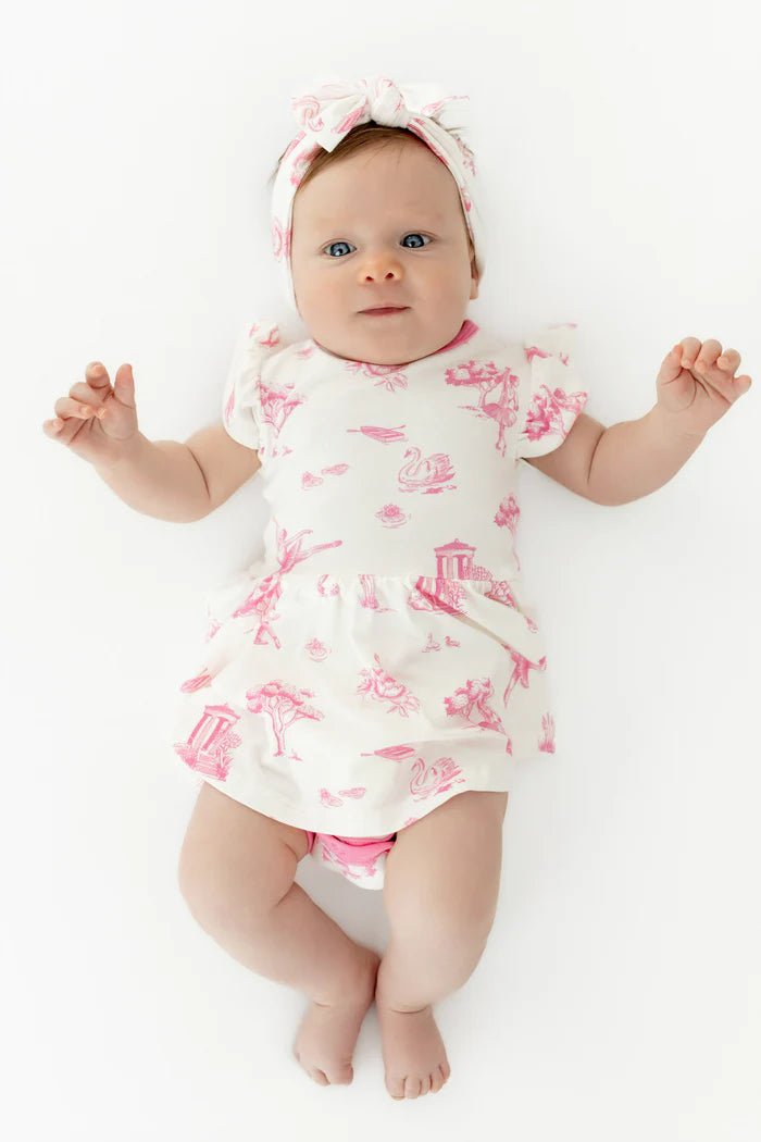 Kyte Baby Twirl Bodysuit Dress in Toile Ballet - Princess and the Pea Boutique