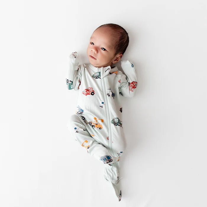 Kyte Baby Zippered Footie in City Vehicles - Princess and the Pea Boutique