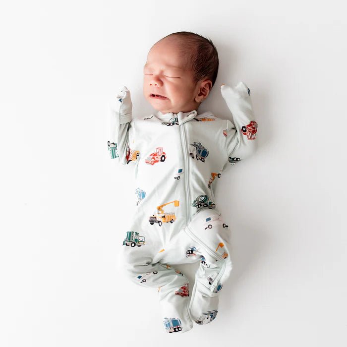 Kyte Baby Zippered Footie in City Vehicles - Princess and the Pea Boutique