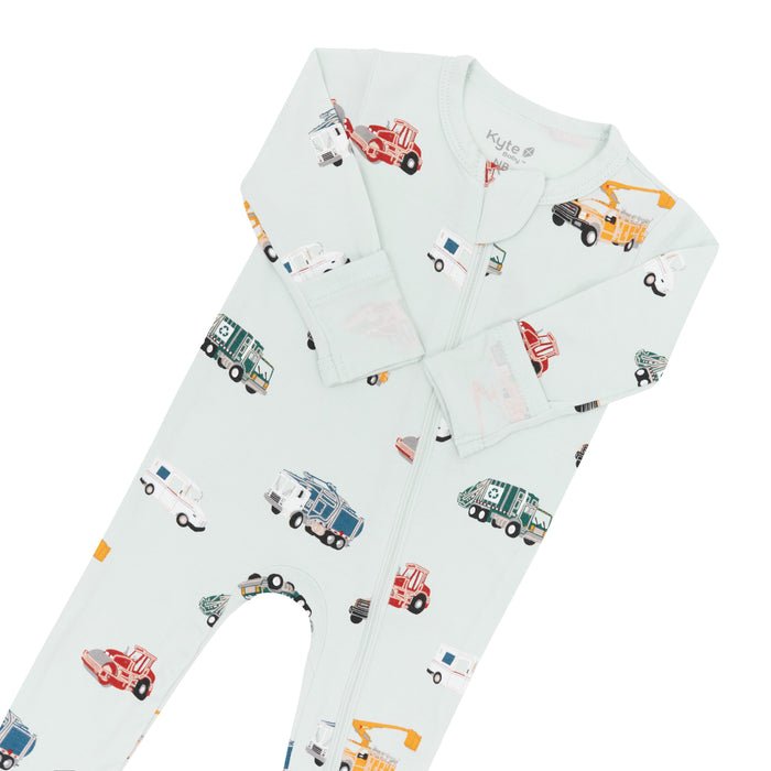 Kyte Baby Zippered Footie in City Vehicles - Princess and the Pea Boutique