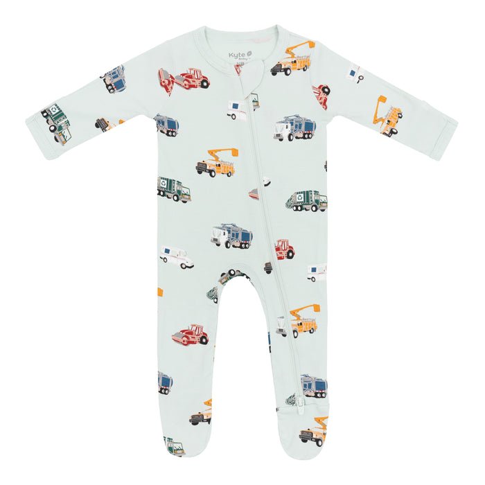 Kyte Baby Zippered Footie in City Vehicles - Princess and the Pea Boutique