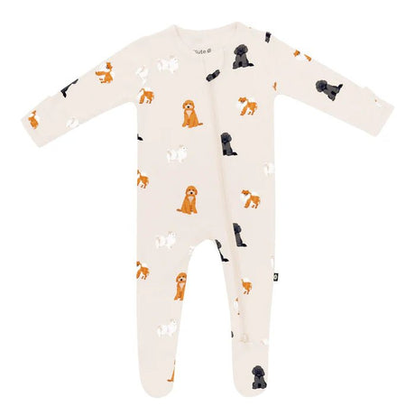 Kyte Baby Zippered Footie in Fluffy Dog - Princess and the Pea Boutique